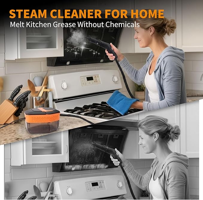 Steam Cleaner,3-Level Adjustable Handle,60.87oz Tank 15s Heat-Up,2500w Portable Steamer for Cleaning,Handheld Steam Cleaner for Home for Dirt,Grease,Bed Bugs,Grout,Tile,Floor,Car