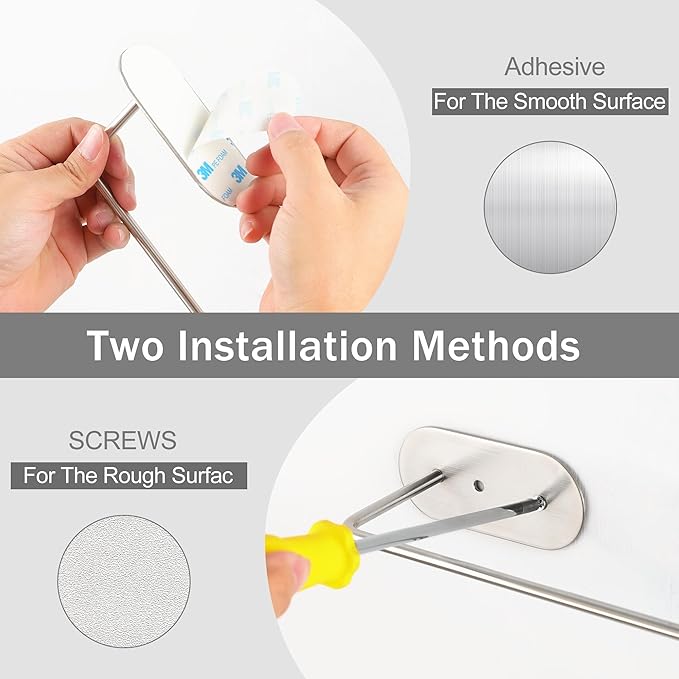 SUNTECH Paper Towel Holder Under Cabinet 2 Packs,12Inch Paper Towel Rack Wall Mount,Self Adhesive or Drilled Paper Towel Holder for Kitchen, Bathroom,Stainless Steel