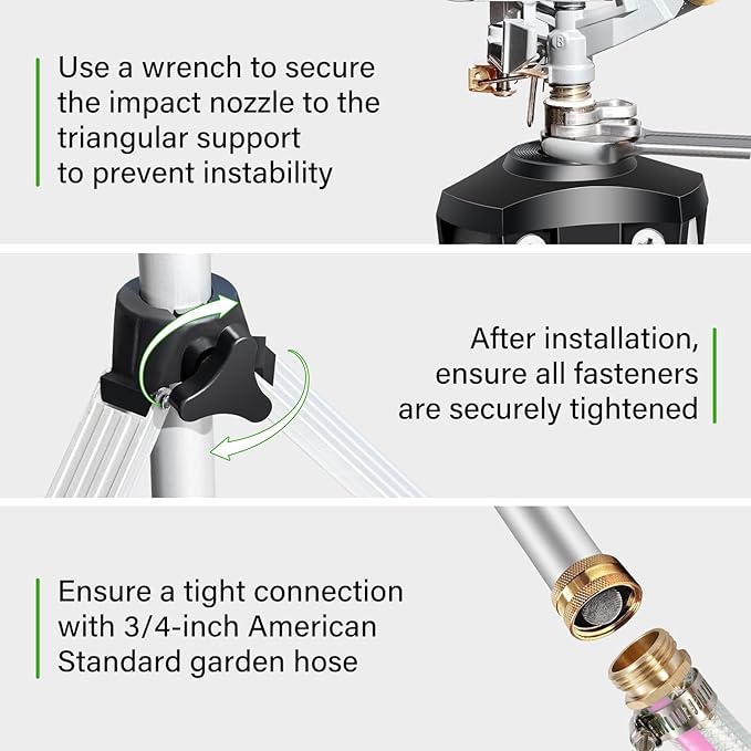Heavy Duty Impact Sprinkler on Tripod Base,36 Inch Tripod Sprinkler with Brass Nozzle for Yard Large Area,Extra Tall 360 Degree Rotating,Waters Up to 80 Ft,Legs Extend Up to 36"