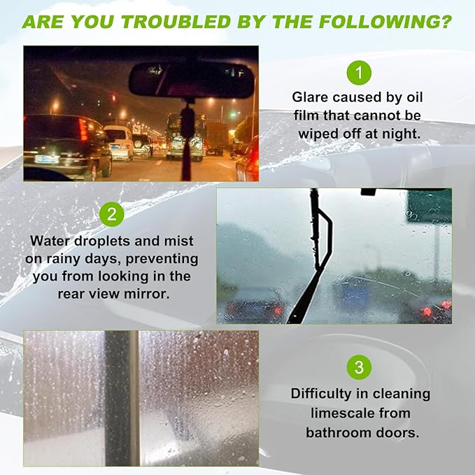 2 Set Oil-Free Car Glass Brushes, Upgrade 2.0 Clear Vision Glass Cleaner, Oil Film Cleaning Brush for Automotive Windows, Clearvision Cars Windshield Cleaner Tool, Universal Cleaning Wipe Board