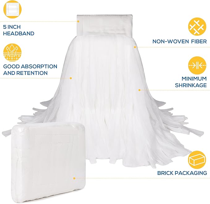 KLEEN HANDLER Disposable Industrial Mop Head Replacement | Non-Woven Cut End Floor Cleaning Wet Mop Head Refill (Pack of 6)