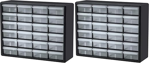 Akro-Mils 24-Drawer Plastic Storage Cabinet | 20" W x 6" D x 16" H | Black | Model 10124 | Garage Organization