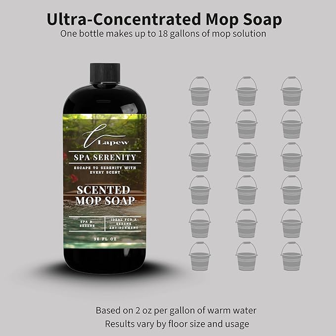 Luxury Floor Cleaner, Scented Mop Soap Concentrate | Hard Floor Cleaner for Tile, Vinyl, Laminate, LVP & Sealed Hardwood | Low-Foam, Streak-Free | 36 oz | Spa Serenity