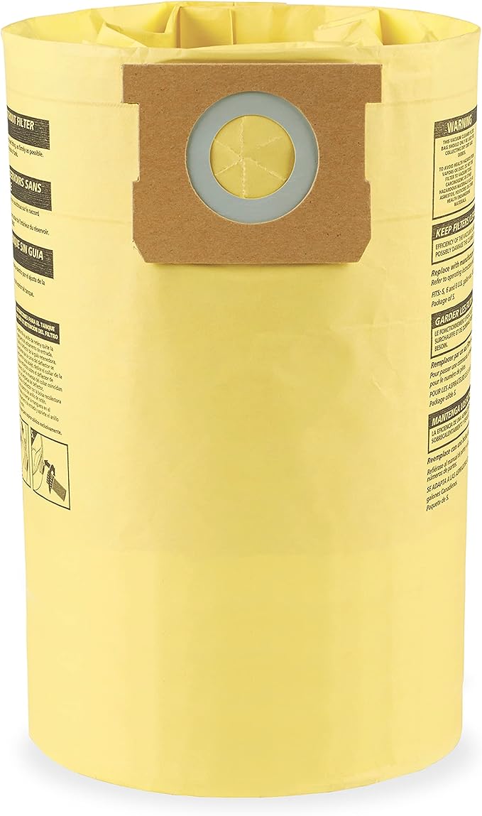 Shop-Vac 9067333 High Efficiency Disposable Filter Bags, Fits 15-22 Gallon Tanks, White, Ideal for Drywall and Cold Ashes, (2-Pack)