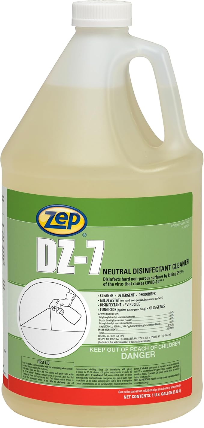 Zep DZ-7 Neutral Disinfectant Cleaner - 1 Gallon (Case of 4) 752023