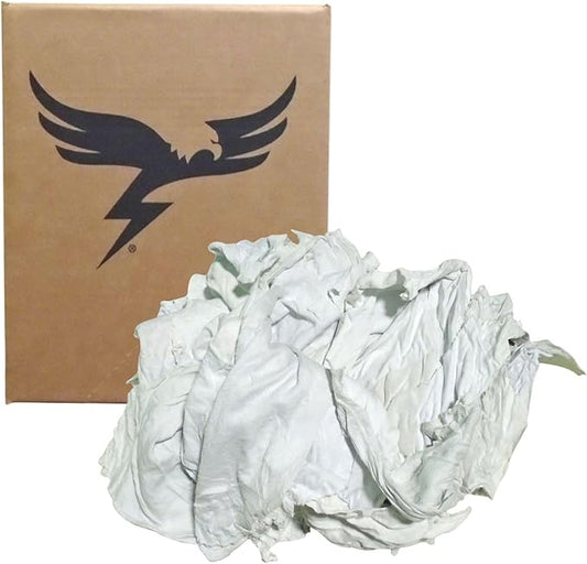 New White Knit (5 Pounds) T Shirt Rags Industrial Grade Cloth Rags Multipurpose Cleaning, Staining for Restaurants, Home and Commercial