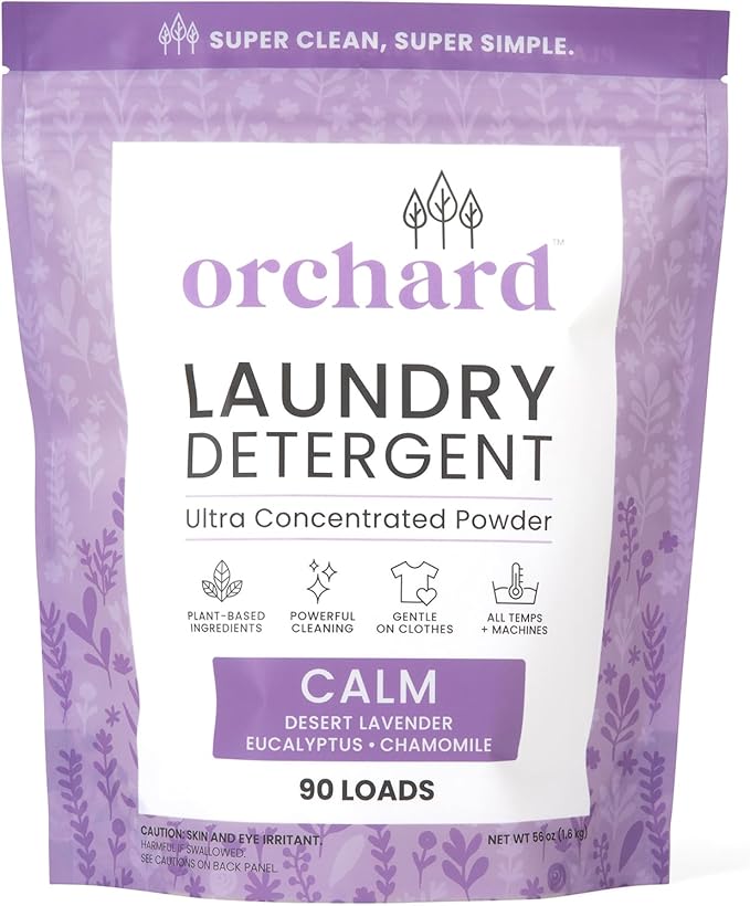 Orchard Laundry Detergent Powder Natural Deep Cleaning Laundry Powder for Sensitive Skin - Lavender Chamomile - Plant Based Effective Ingredients - 90 Loads - Enzyme-Powered, Eco Friendly Detergent