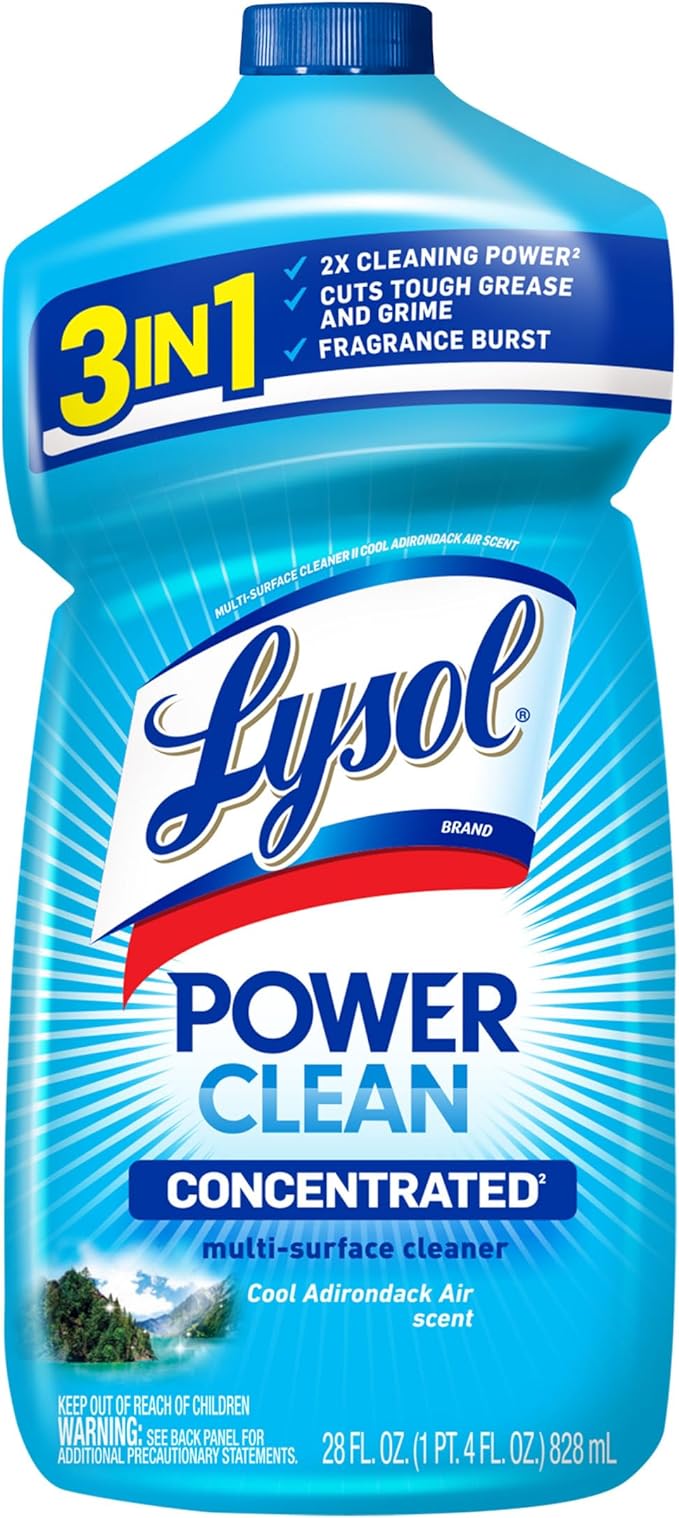 Lysol Power Clean Multi-Surface Cleaner, 2x Concentrated Pour, Cool Adirondack scent, 28 Fl Oz