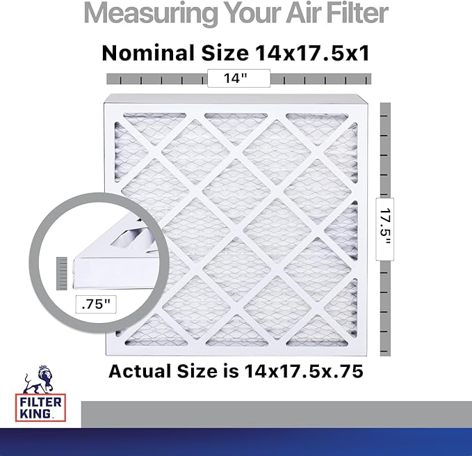 Filter King 14x17.5x1 Air Filter | 4-PACK | Carbon MERV 8 HVAC Pleated A/C Furnace Filters | MADE IN USA | Actual Size: 14 x 17.5 x .75"