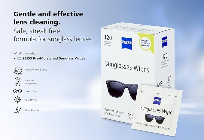 ZEISS Pre Moistened Sunglasses Cleaning Wipes 120 Count