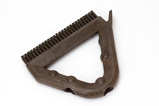 SPARTA Plastic Commercial Grout Brush, Triangle-Shaped Scrub Brush with Scraper and Two Threaded Holes for Attaching Handle (Sold Separately), 9 x 7 x 7 Inches, Brown