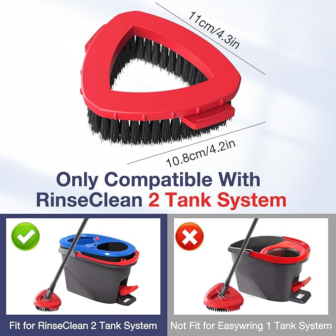 2 Pack 2-Tank Spin Mop Scrub Brush Head Replacement for O Ceda RinseClean 2-Tank System(Blue), Hard Bristle Scrubber Brush for Floor Cleaning Accessories (Not Fit for EasyWring 1-Tank)