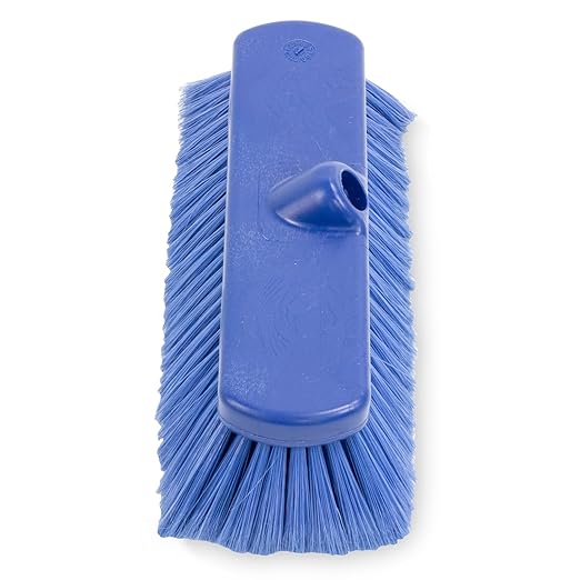 SPARTA 41278EC14 Flo-Thru Plastic Wall Scrub Brush, Equipment Brush With Soft Nylex Bristles For Industrial Kitchens, Hospitals, Commercial Cleaning, 4 Inches, Blue
