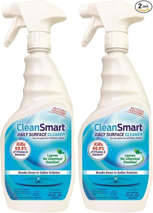 CleanSmart Daily Surface Cleaner and Pet-Safe Disinfectant, Kills 99.9% of Viruses, Bacteria, 23 ounce Bottle (Pack of 2)