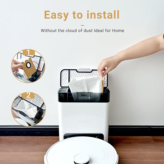 6 PACK Replacement Dust Bags for Lefant M2 Pro, M2S Pro,M2 Plus Robot Vacuum Cleaner, HEPA Filter Compatible Dustbags