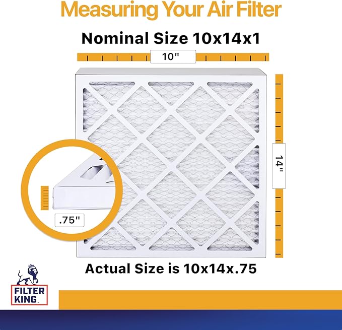 Filter King 10x14x1 Air Filter | 6-PACK | MERV 13 HVAC Pleated A/C Furnace Filters | MADE IN USA | Actual Size: 10 x 14 x .75"
