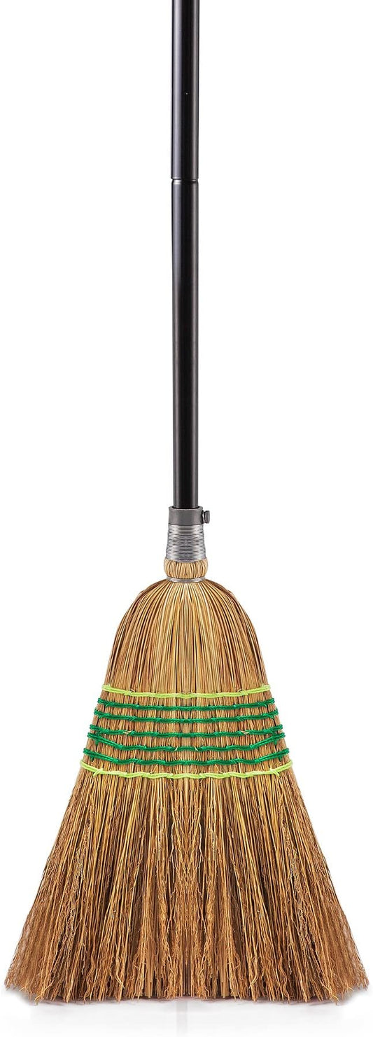 Yocada Heavy-Duty Corn Broom Commercial Indoor Outdoor Broom 59.8 inch Tall for Courtyard Garage Lobby Mall Market Floor Home Office Leaves Stone Dust Rubbish
