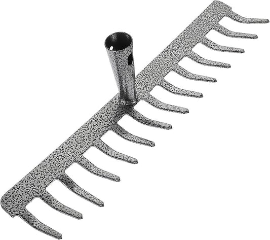 Kisangel 14-Teeth Steel Garden Rake for Lawn and Leaf Cleanup, Sturdy Metal Weeding Tool with Wide Head, Practical Garden Cleaning Equipment for Home and Farm Use Random Style