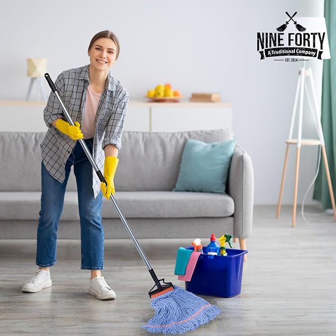 Nine Forty 2-Pack Industrial and Commercial-Grade Looped End Wet Mop Head Refill - Heavy Duty 20 Inch 4-Ply Premium Synthetic Yarn - for Optimal Absorption and Durability - Green (2 Pack, Large)