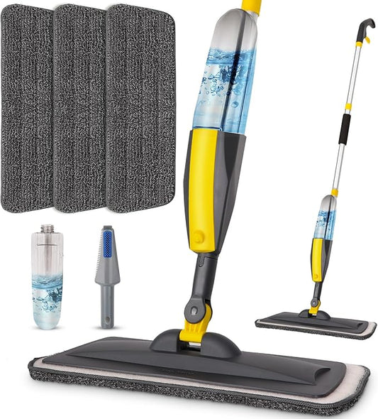Mops for Floor Cleaning, Spray Mop with 400ml Refillable Bottle and 2 Replacement Pads Dry Wet Floor Household or Commercial Hardwood Laminate Tile Ceramic
