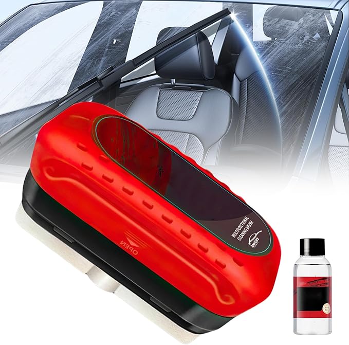 Automotive Oil Film Cleaning Brush for Car Windows Car Glass Oil Film Cleaner,2026 New Cars Window Glasses Cleaning Boar with Extra Cleaner, Universal Cars Clear Vision Glass Cleaner