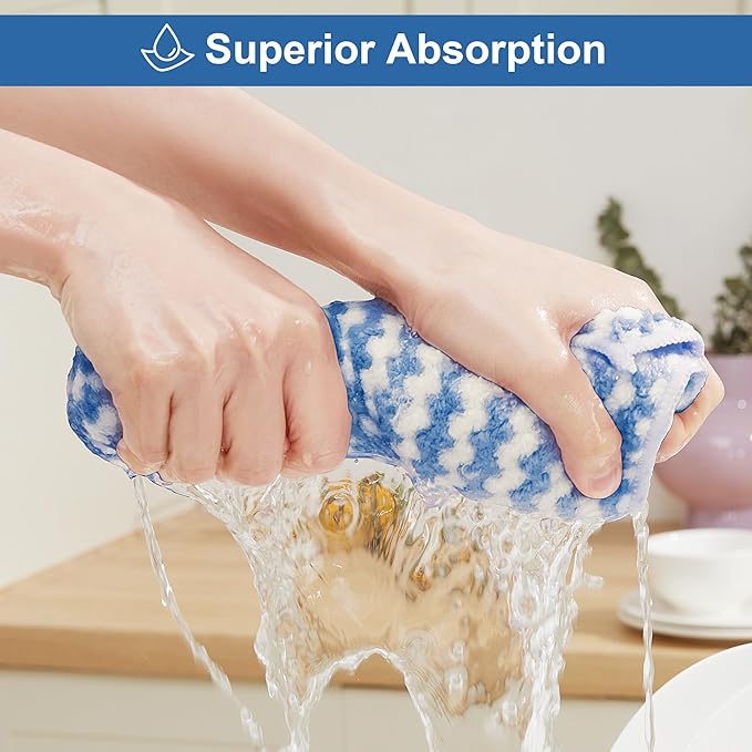 JOYMOOP 18 Pack Microfiber Cleaning Cloth, Kitchen Towels for Dish Drying Washing, Absorbent Streak Free Lint Free Rags for Cleaning, Reusable and Washable Towels - 10" x 10"