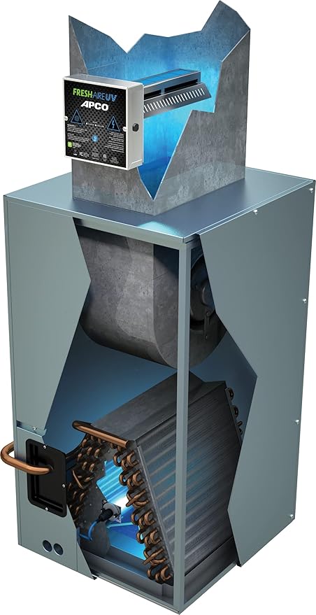 APCO Carbon Matrix Filter HVAC UV Air Purifier, Includes Dual 2-Year UVC Lamp for Coils (120-277 VAC Series) # TUV-APCO-DI2-P