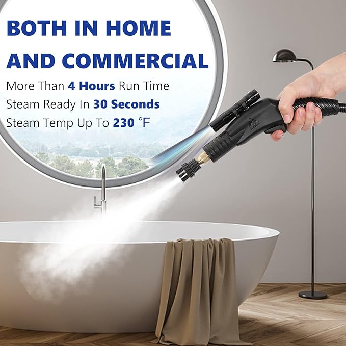 Moongiantgo High Pressure Steam Cleaner, 1700W Power High Temp Portable Handheld Cleaning Machine for Car Detailing, Tankless Heavy Duty for Home Use Kitchen Bathroom Grout Tile