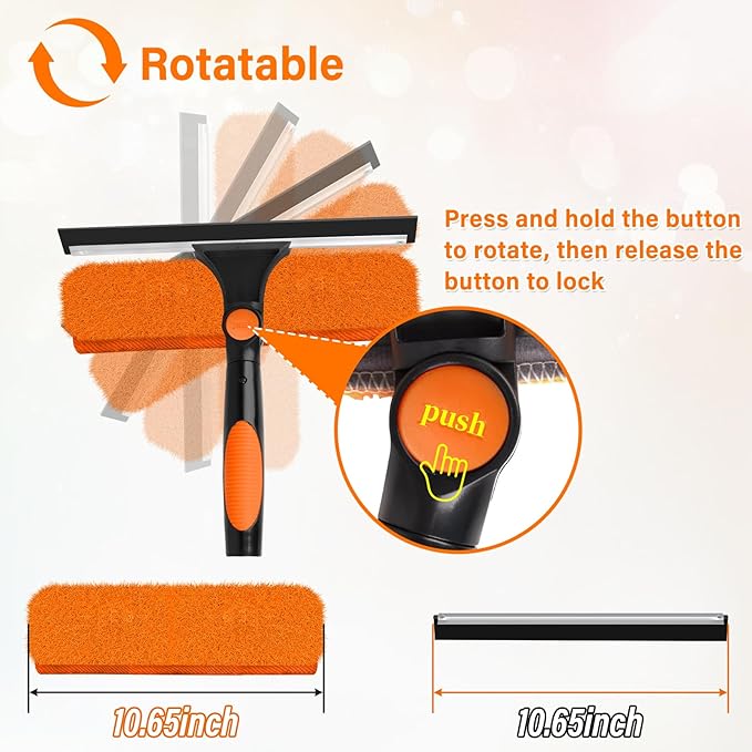 26FT Telescoping Window Squeegee Kit | 2-in-1 Professional Window Washer & Microfiber Scrubber with Extension Pole | High Reach Cleaning Tool for Outdoor, Indoor Windows & Glass