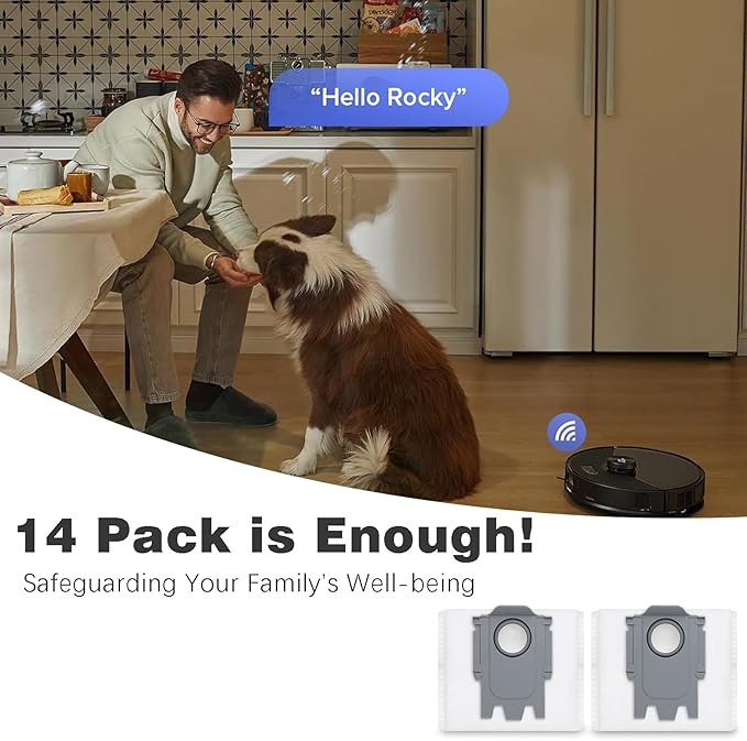 14 Pack Dust Bag Replacement for Roborock Q7 M5+, Q10 S5+/Q10 X5+, Q5, Q5+, Q5 Pro+ Q5 Max+ S8+ S8 Pro Ultra S7 MaxV Ultra S7 Pro Ultra Q7+ Q7 Max+ T8 Q5+ G10S PRO Q7 Max+ Q8 Max+ Robot Vacuum Cleaner