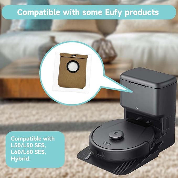 6 Pack L60 Dust Bags for Eufy L60/L50 Series Robot Vacuum Cleaner - Large Capacity Replacement Accessories