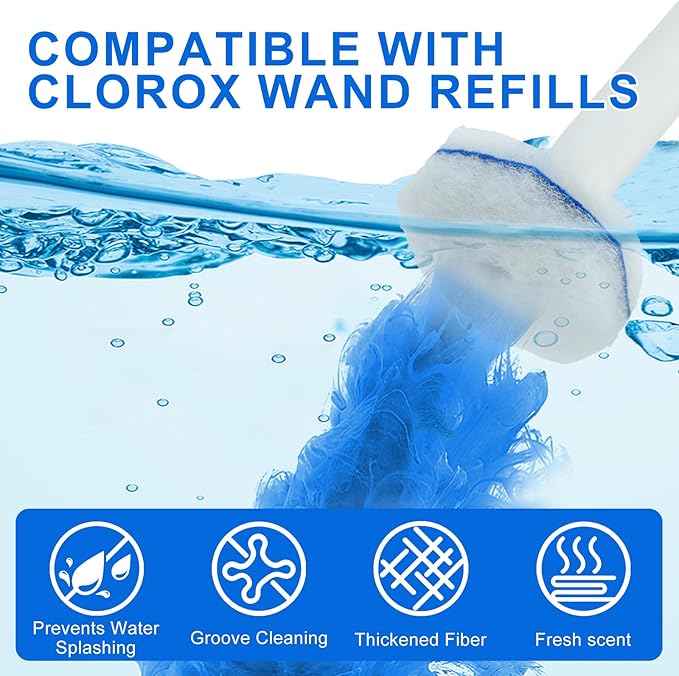 30 Count Toilet Wand Refills for Clorox, Disposable Toilet Brush Compatible with Clorox ToiletWand Cleaning System, Upgrade Fiber Bowl Cleaner Brush for Closestool Cleaning.（not included brush rod）