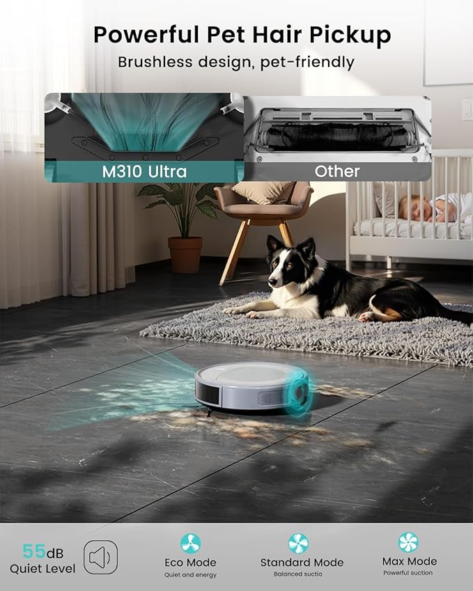 Lefant M310 Ultra Robot Vacuum and Mop, 6000Pa Suction-Slim Robotic Cleaner with ToF LiDAR Navigation, Accurate Obstacle Avoidance, WiFi/App/Alexa Control, 170min Runtime, for Pet Hair and Home