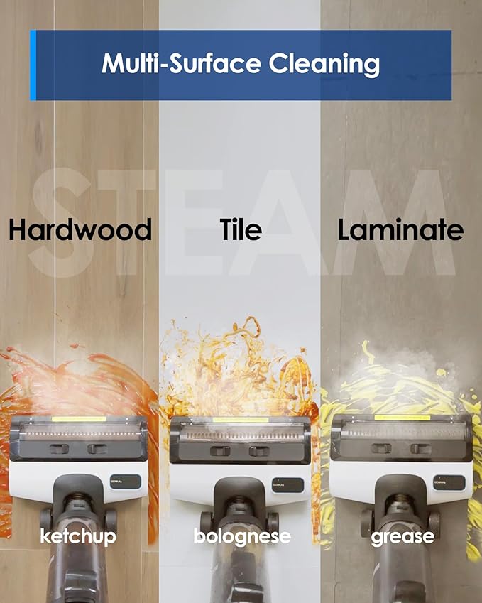 Tineco iFLOOR 5 Steam Wet Dry Vacuum All-in-one, Steam Mop Hardwood Floor Cleaner Great for Sticky Messes, 248℉ High-Temp Steam, Self-Cleaning with steam