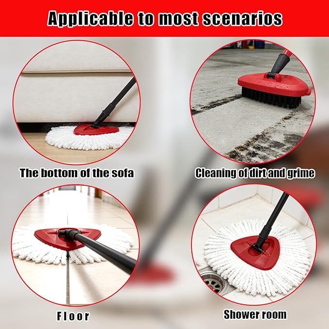 6Pcs Spin Mop Replacement Heads,Mop Replace Head Compatible with Ocedar Easywring 1-Tank System,Machine Washable & Easy to Replace.Including 4 Spin mop Replacement Heads,1 Brush Head and 1 Base