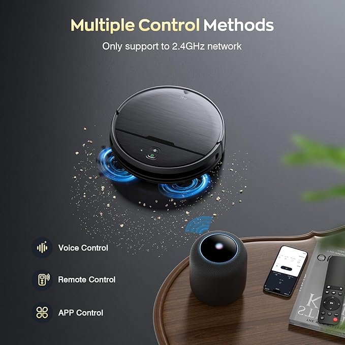Robot Vacuum and Mop Combo with APP/Voice/Remote Control, 2 in 1 Vacuuming & Mopping Robot, Schedule, Strong Suction, Tangle-Free, Slim & Quiet, for Homes with Pets, Low Pile Carpet & Hard Floors