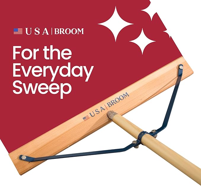 2-Pack - 36" Everyday Sweep Indoor/Outdoor Push Broom with 60" Handle. Ideal for Garages & Shops. Durable American Made Steel Brackets-All Stainless Steel Hardware. No Plastic. 100% USA Made