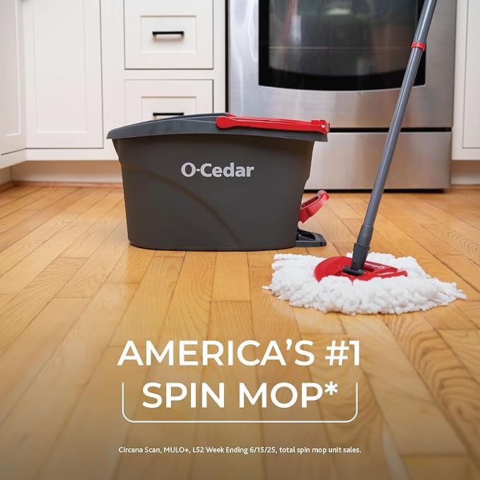 O-Cedar Easywring Microfiber Spin Mop & Bucket Floor Cleaning System with 3 Extra Refills