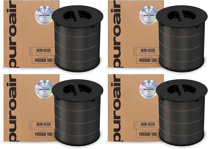 PuroAir 130i Replacement Filter - HEPA Filters up to 99.9% of Smoke, Pollen, Dust and Common Household Pollutants - HEPA Air Filter Replacement for PuroAir 130i Air Purifier (4 Pack)
