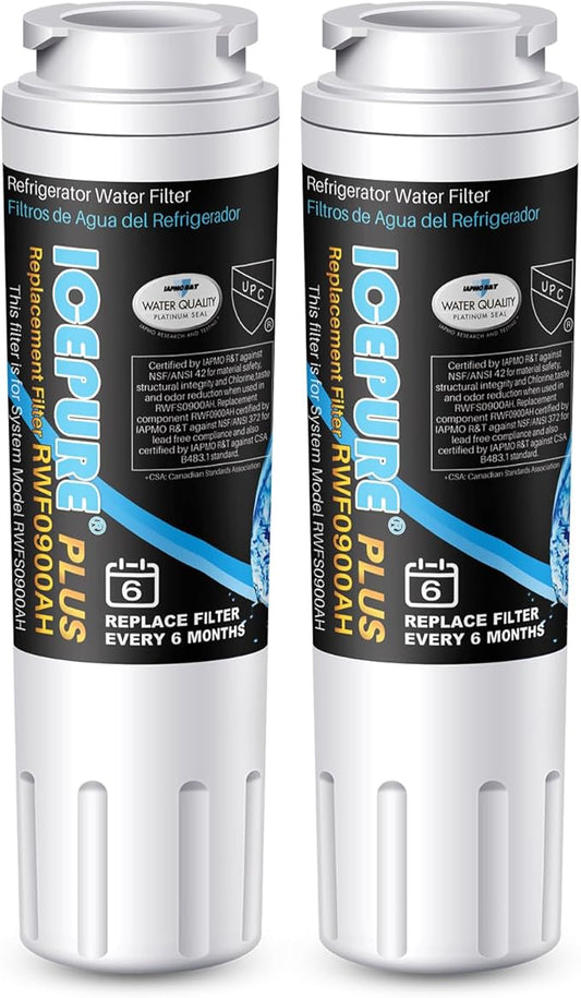ICEPURE PLUS NSF/ANSI 53 Certified UKF8001 Refrigerator Water Filter Compatible with Maytag UKF8001, UKF8001AXX, UKF8001P, Whirlpool 4396395, 469006, EDR4RXD1, EveryDrop Filter 4, 2PACK