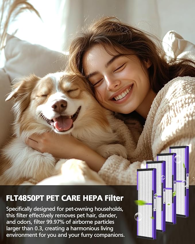 4 Pack FLT4850PT True HEPA PET CARE Filter B Replacement Compatible with Guardian Air Purifier AC4825 AC4825E AC4300 AC4800 AC4900 AC4850PT AC4850 FLT4825