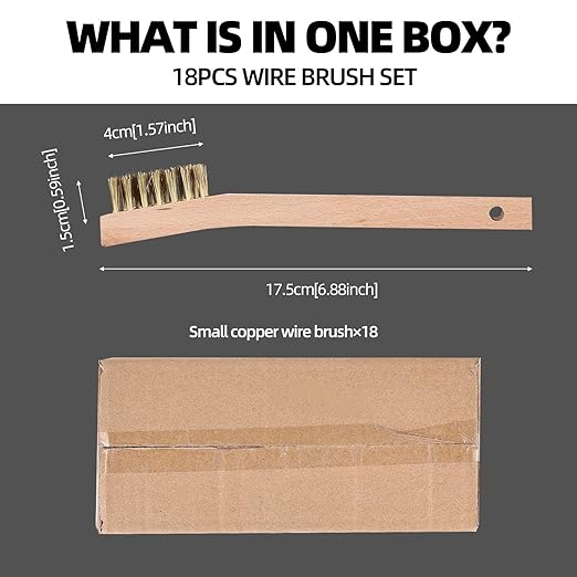 Wood Handle Wire Scratch Brush Sets (18, 18Pack-7in Brass Small Wire Scratch Brushes with Beech Wood Handle)