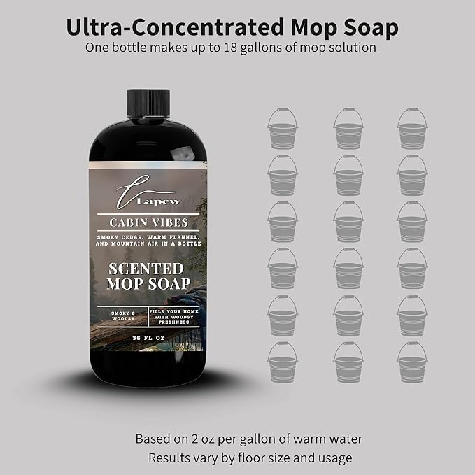 Luxury Floor Cleaner, Scented Mop Soap Concentrate | Hard Floor Cleaner for Tile, Vinyl, Laminate, LVP & Sealed Hardwood | Low-Foam, Streak-Free | 36 oz | Cabin Vibes