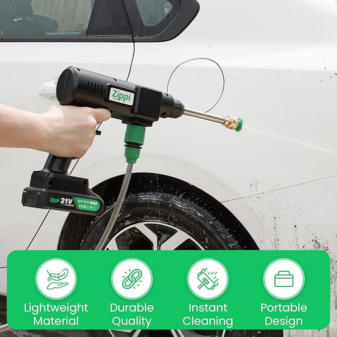 Zippi Hydro Cleaner Standard 2025 – Cordless High-Pressure Scrubber with Foam Dispenser, 1500 mAh Rechargeable & Lightweight for Efficient Outdoor Tile, Grout, and Surface Cleaning
