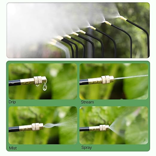 A ANLEOLIFE Automatic Drip Irrigation Kit 82.4FT with Water Timer, 8 Custom Programs & LCD Screen, Quick-Connect Tubing, Adjustable & 360° Bendable Nozzles for Raised Beds, Garden, Lawn