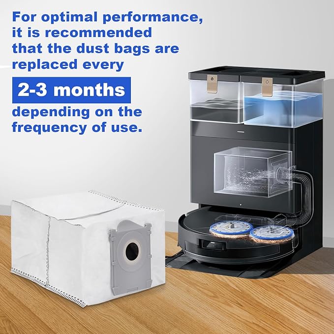 Dust Bags Compatible with Ecovacs Deebot X8 Pro Omni/T50 Pro Omni/T50 Max Pro Omni/T80 Omni/X9 Pro Omni/Yeedi S14 Plus Robot Vacuum,3.5L Liter Activated Carbon Vacuum Bags - 12 Pack