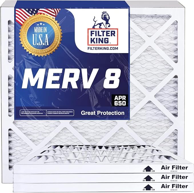 Filter King 20x40x4 Air Filter | 4-PACK | MERV 8 HVAC Pleated A/C Furnace Filters | MADE IN USA | Actual Size: 19.5 x 39.5 x 3.75"