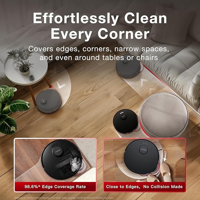 Yeedi M12 PRO Plus Robot Vacuum and Mop Combo, 11000Pa Powerful Suction, ZeroTangle Hair-Free Brush, Auto Mop Washing & Drying, Smart Obstacle Avoidance, Self-Emptying Dock, Ideal for Pet Homes
