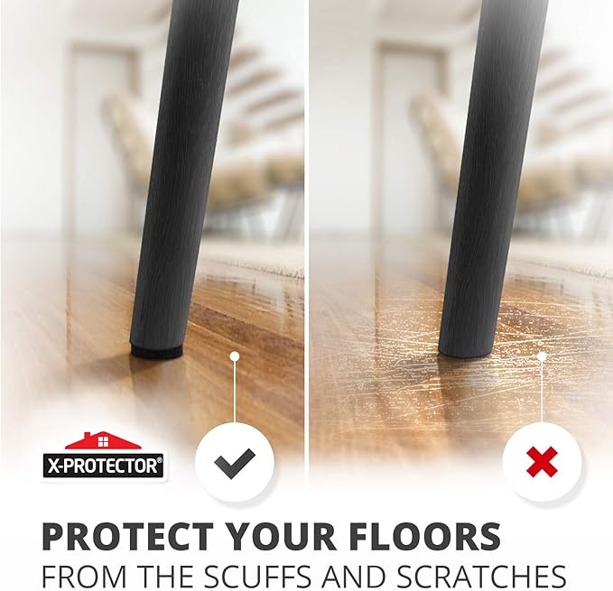 X-Protector Felt Furniture Pads - 24 Pcs 2" - Round Felt Pads for Furniture Feet - Protect Hardwood Floors! (Black)