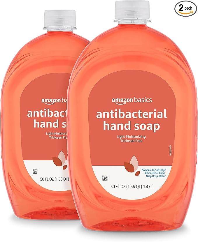 Amazon Basics Liquid Hand Soap Refill, Light Moisturizing, Triclosan-Free, Citrus, 50 Fl Oz (Pack of 2) (Previously Solimo)